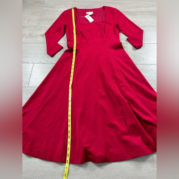 Anthropologie Maeve Square Neck Red Jocelyn Midi Holiday Party Dress - Picture 8 of 8